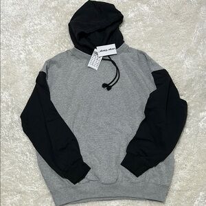 Brandy Melville Gray and Black Color-Block Hoodie